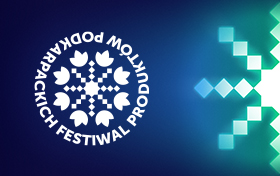 Logo Festiwalu Produktów Podkarpackich inspirowane rozetą karpacką.